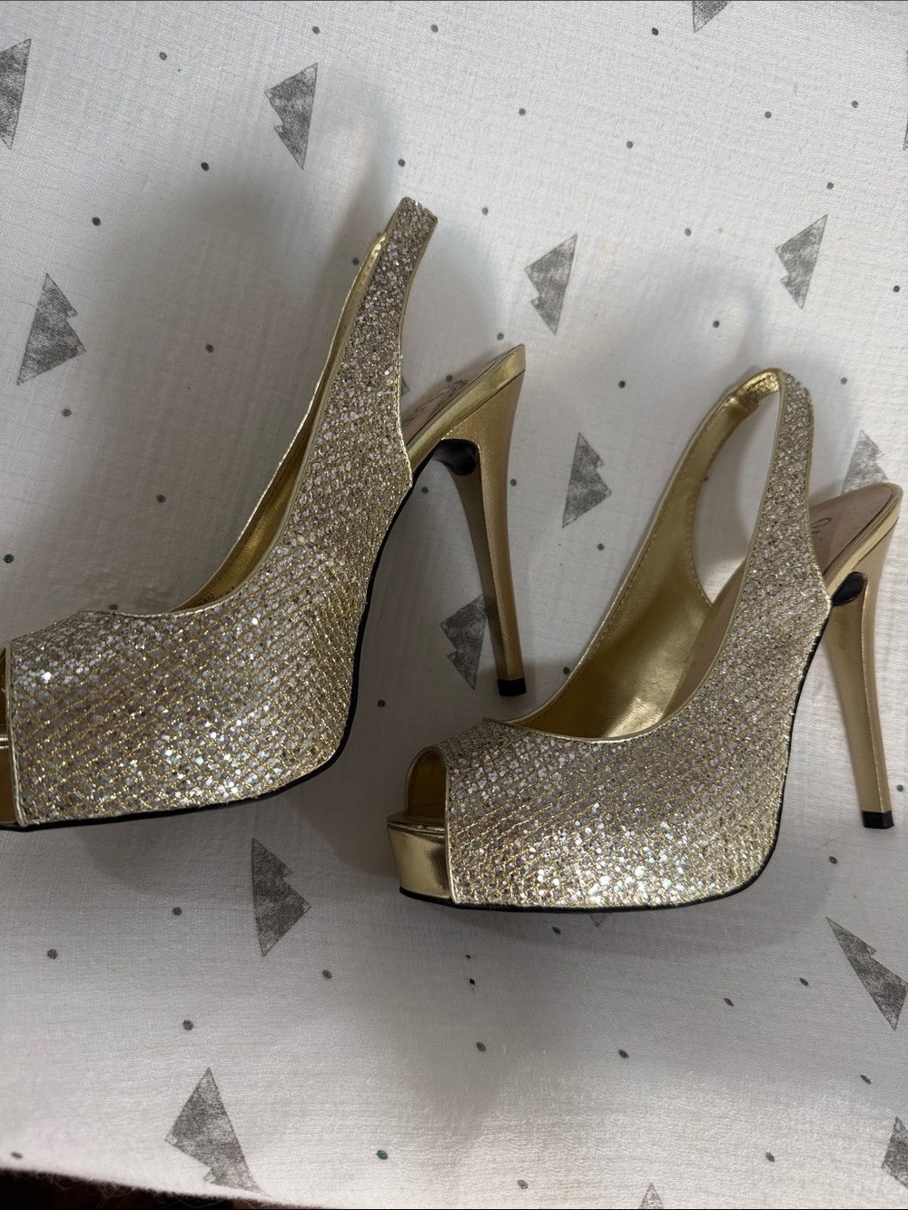 Guess Gold Crystal Slingback Peep-Toe Heels - Picture 8 of 8